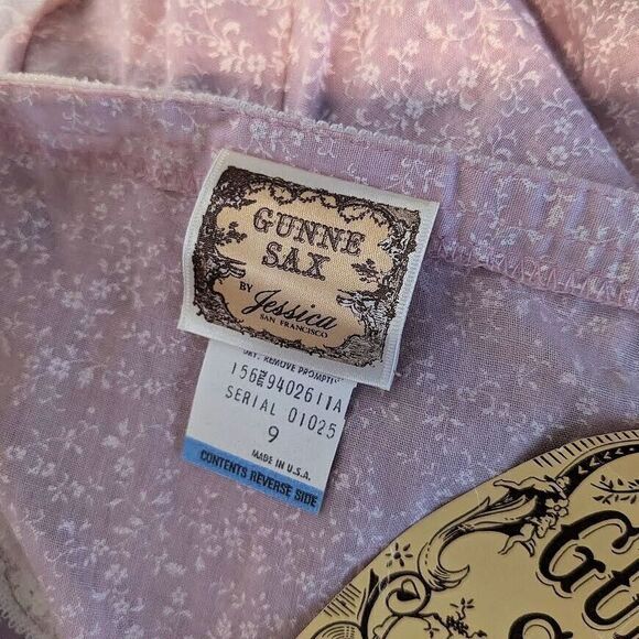 NWT Vintage 70s Gunne Sax Prairie Dress Lilac Ruffle Drop Waist Floral Crochet 9 - Picture 11 of 12